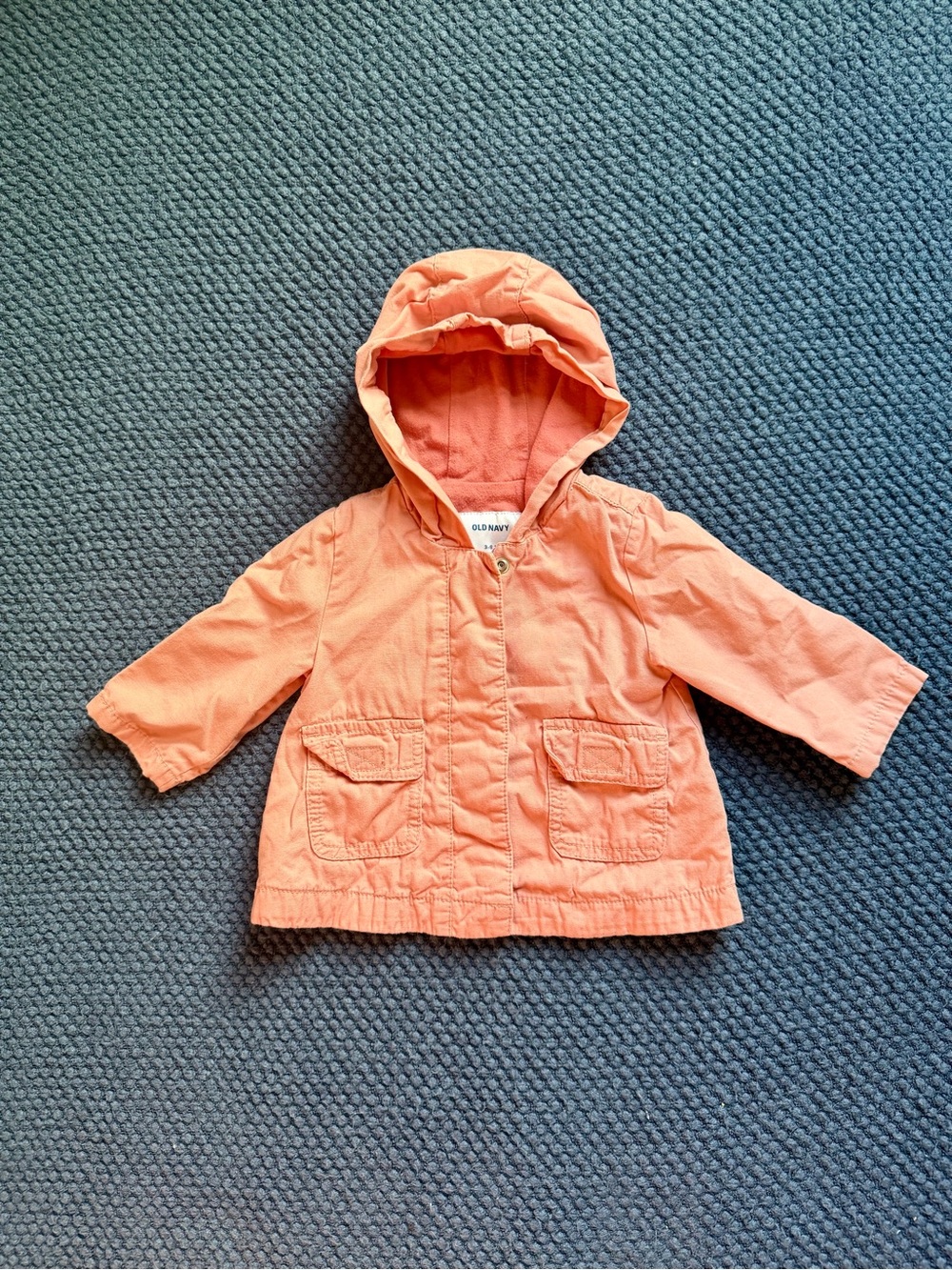 Old Navy Toddler Hooded Canvas Coat in Coral Peach